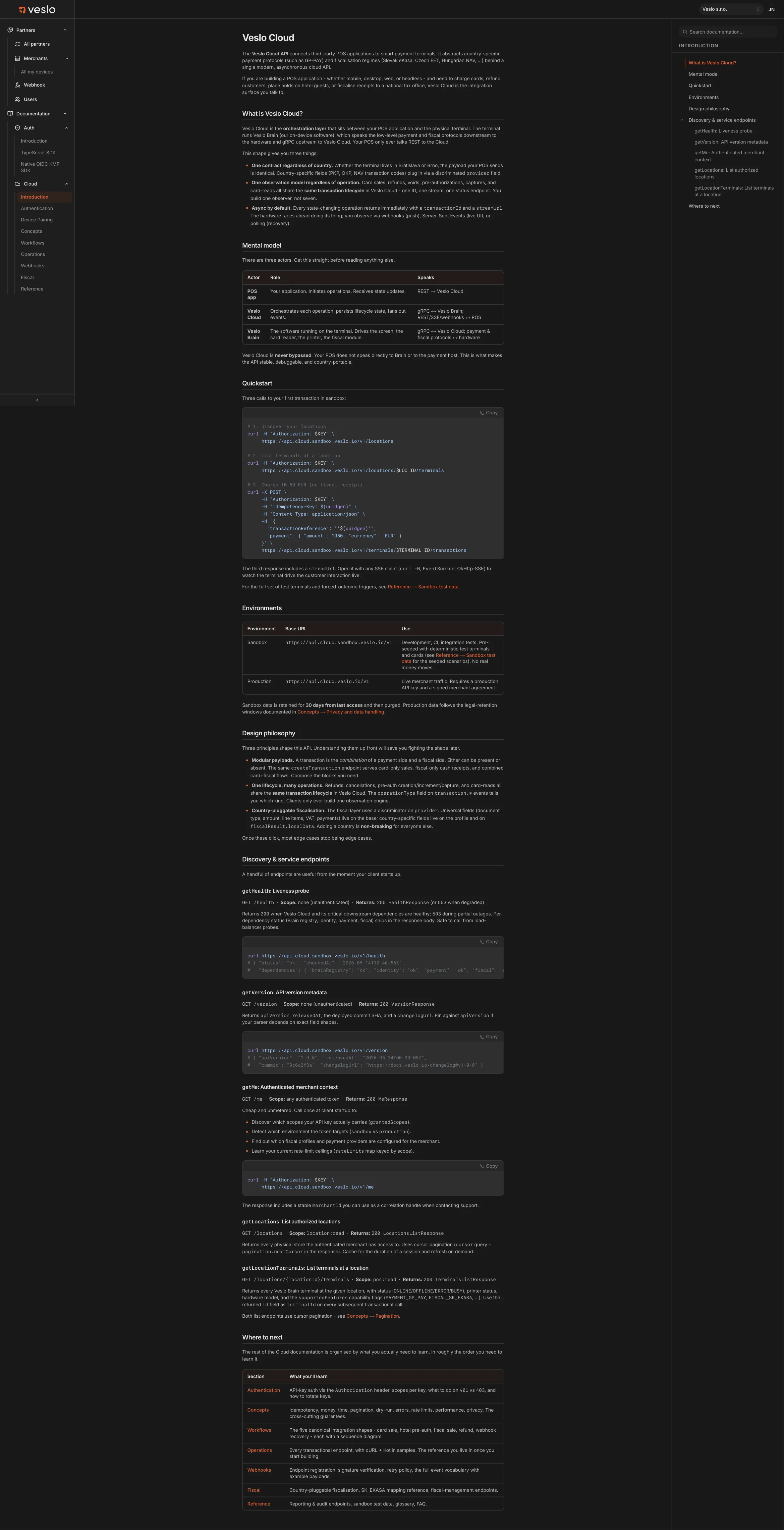 Dokumentace Veslo Cloud API v Integration Hubu