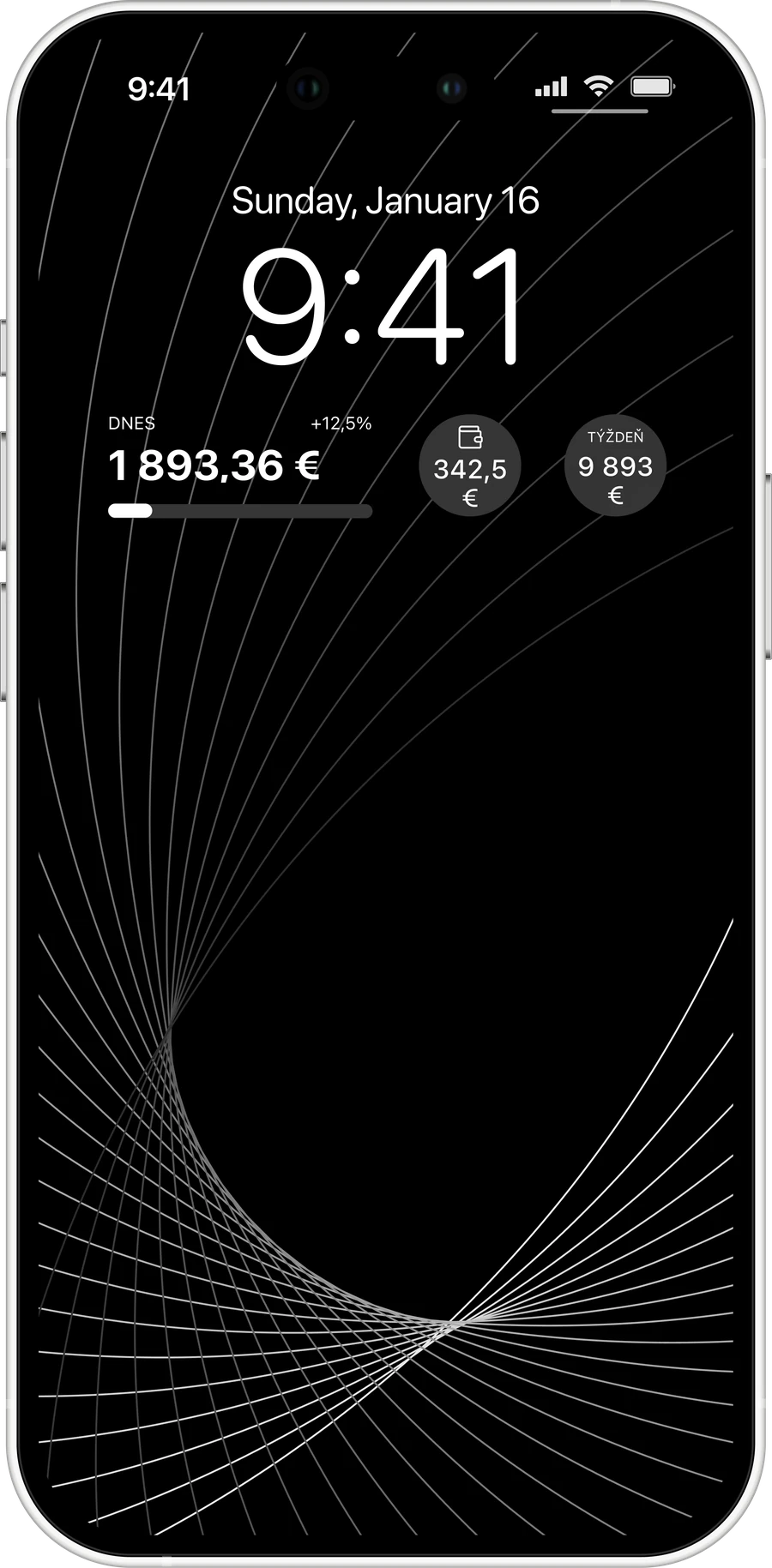 Lock-screen widget with revenue and growth